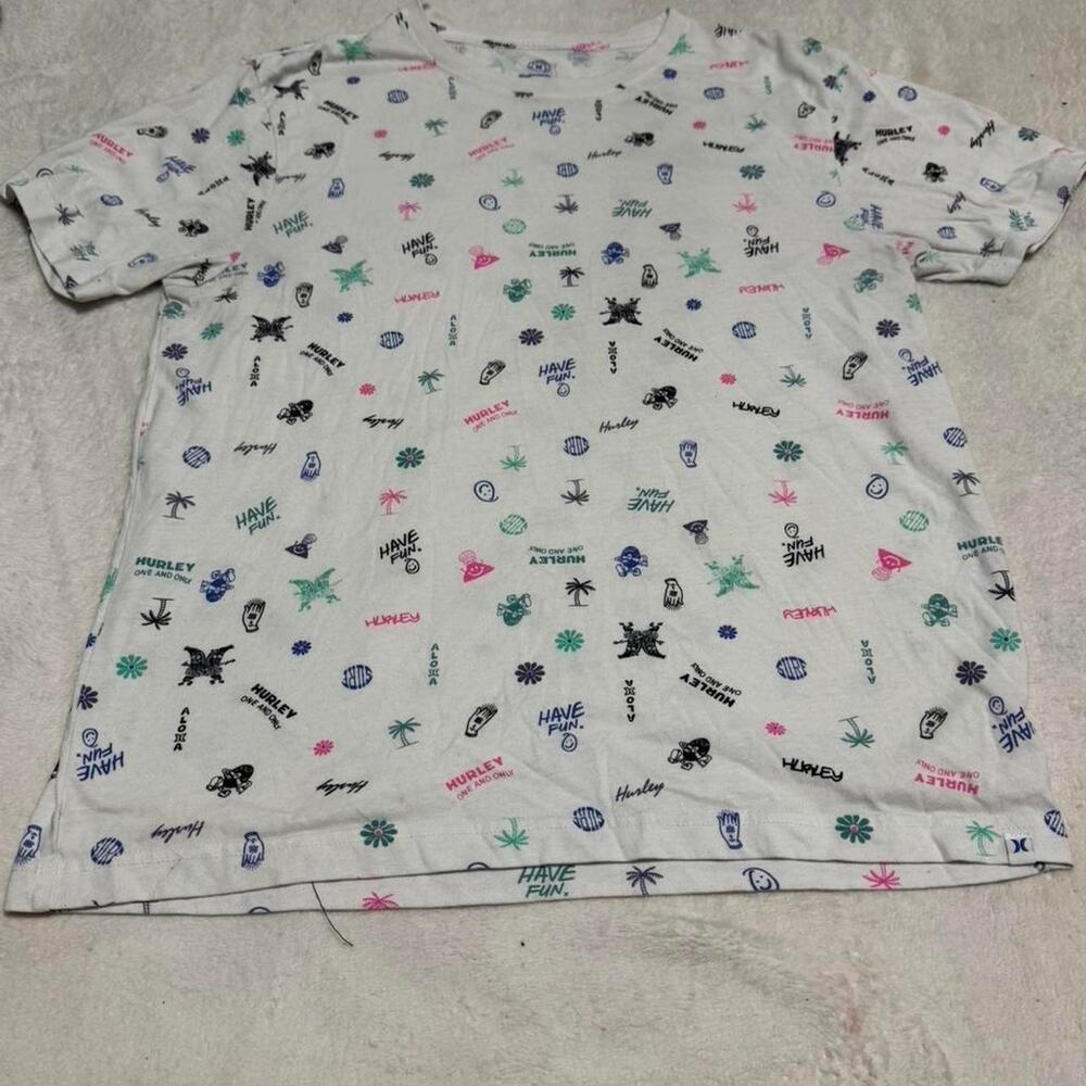 White graphic hurley mens tee